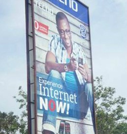 an advertising board advertising the internet